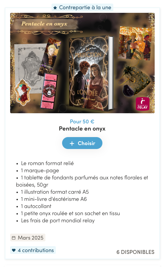 Campagne ulule contreparties la perfection de l'ondée roman Fantasy fantastique 